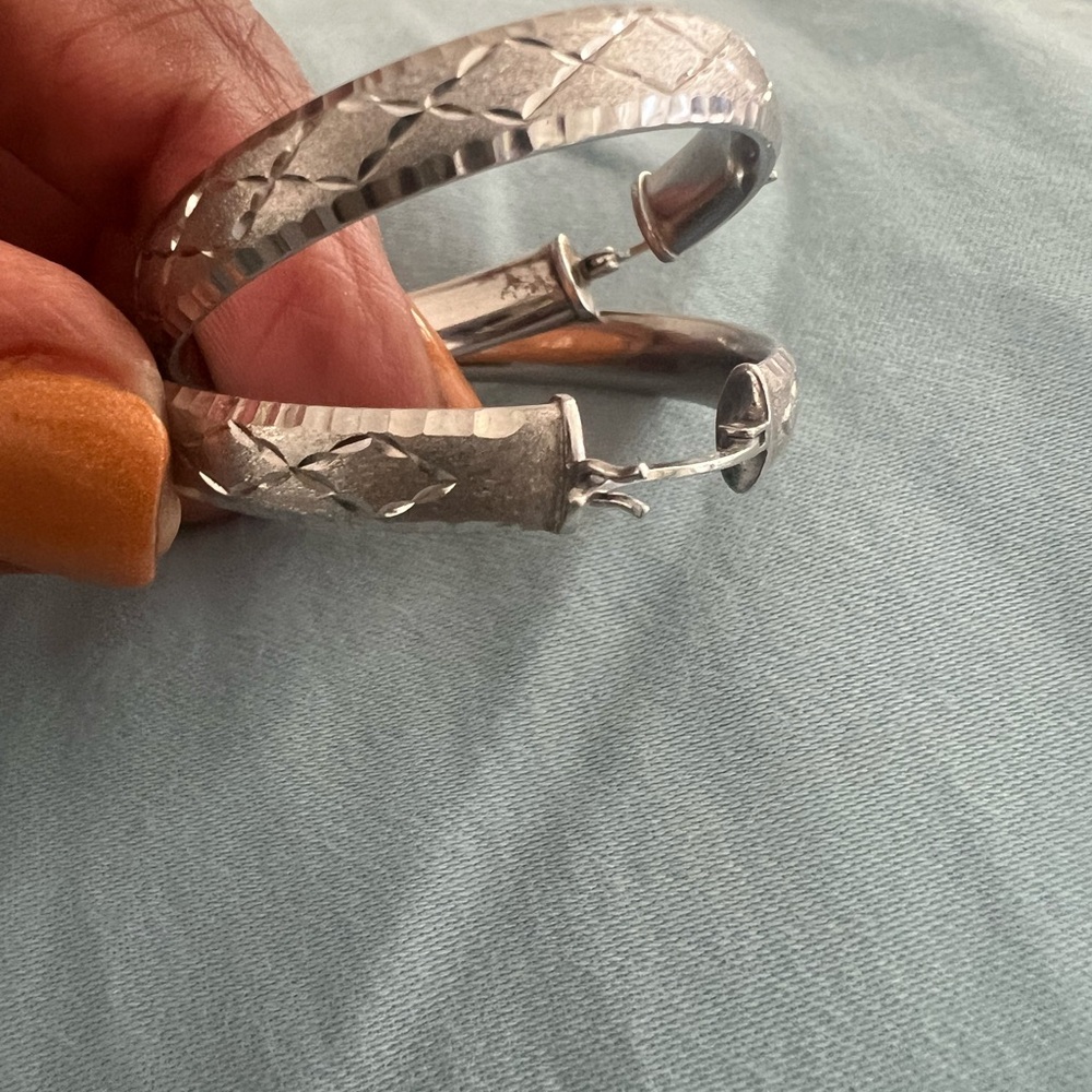 Macy's Silver Textured Hoop Earrings